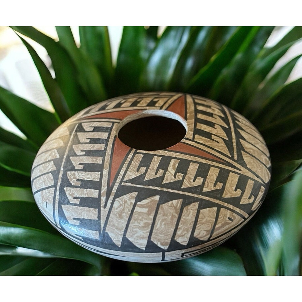 Mata Ortiz Pottery Elena Mora Mixed Clay Paquime Seed Pot Art Mexican Clay Art - Picture 7 of 9
